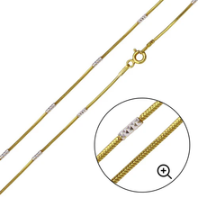 Load image into Gallery viewer, Italian Sterling Silver Gold Plated Square Snake with Diamond Cut Tube Chain 1.4 MM with Spring Clasp Closure