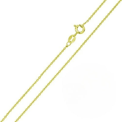 Pack of 6 Italian Solid Sterling Silver Yellow Gold Plated Anchor Chain 025 - 0.9MM Nickel Free Necklace with Spring Ring Clasp Closure