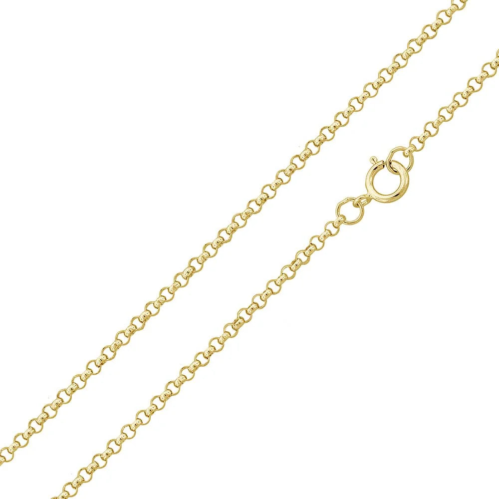 Italian Sterling Silver Gold Plated Rolo Chain 020-1.4 MM with Spring Clasp Closure, Length 16"