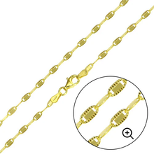 Load image into Gallery viewer, Italian Sterling Silver Gold Plated Diamond Cut Edge Confetti Chain 2.6 MM with Spring Clasp Closure