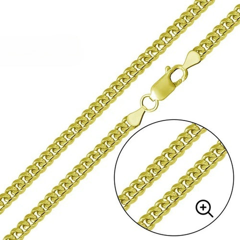 Sterling Silver Gold Plated 180-6.3mm Miami Cuban Chain