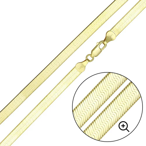 Sterling Silver Gold Plated Herring Bone 3.4mm-040 Chain with Lobster Clasp Closure