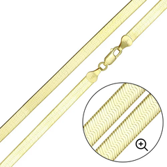 Sterling Silver Gold Plated Herring Bone 3.4mm-040 Chain with Lobster Clasp Closure