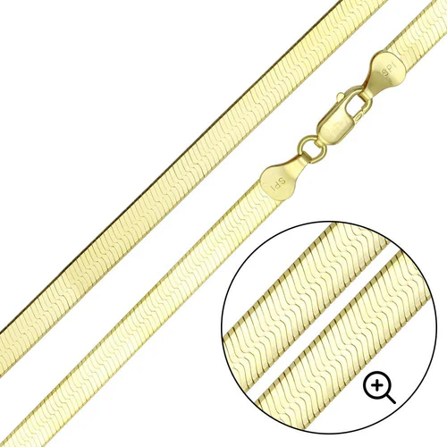 Sterling Silver Gold Plated Herring Bone 5.5mm-060 Chain with Lobster Clasp Closure