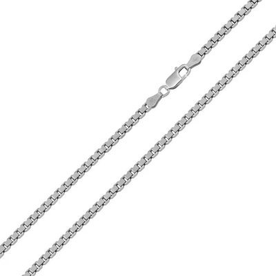 Sterling Silver Rhodium Plated Box 2.4mm-050 Chain