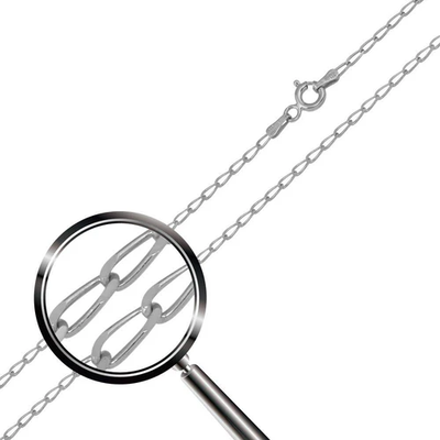 Sterling Silver Rhodium Plated DC Link 1.4mm-040 Chain with Spring Clasp Closure