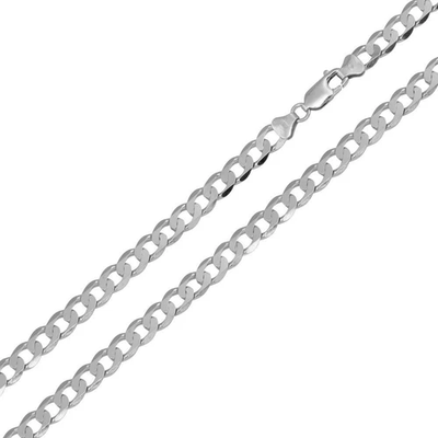 Sterling Silver Rhodium Plated Super Flat curb 3.8mm-100 Chain