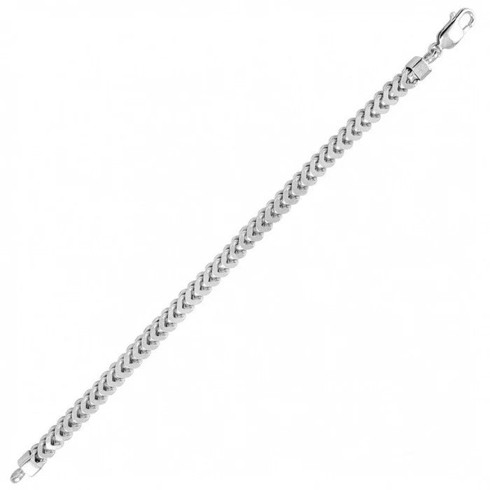 Sterling Silver Rhodium Plated Franco 7.2mm Bracelet