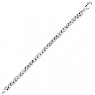 Sterling Silver Rhodium Plated Franco 7.2mm Bracelet