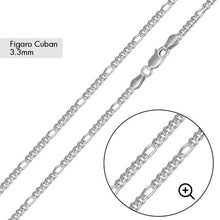 Load image into Gallery viewer, Sterling Silver Rhodium Plated Figaro Miami Cuban Chain