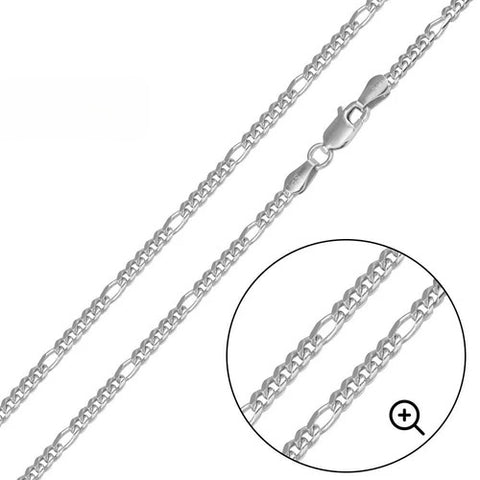 Sterling Silver Rhodium Plated Figaro Miami Cuban Chain