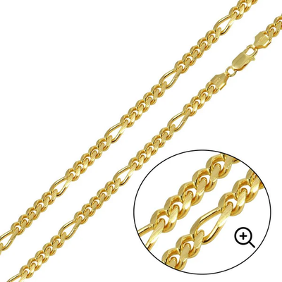 Sterling Silver Gold Plated 6mm Figaro Cuban Chain