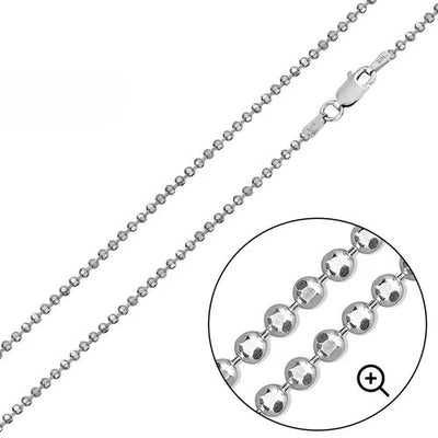 Sterling Silver Diamond Cut Bead 1.8mm-180 Chains