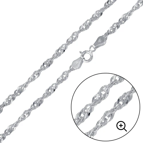 Sterling Silver High Polished Singapore 2.8mm-050 Chain with Spring Clasp Closure
