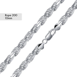Sterling Silver Rope Diamond Cut 200 Chain