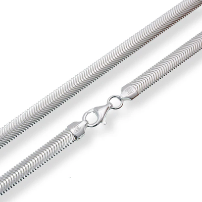 Sterling Silver Flat Snake 640 Flexible Chain