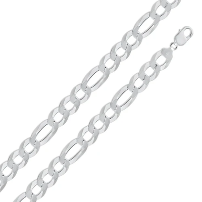 Sterling Silver High Polished Figaro 350-14mm Bracelet