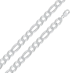 Sterling Silver High Polished Figaro 350-14mm Bracelet