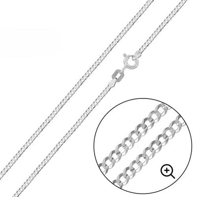 Sterling Silver Super Flat High Polished Curb 1.7mm-050 Chain