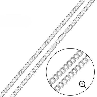 Sterling Silver Super Flat High Polished Curb 2.1mm-060 Chain