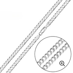 Sterling Silver Super Flat High Polished Curb 3.2mm-080 Chain