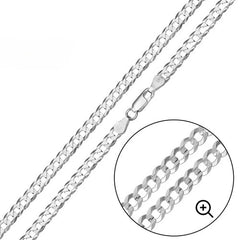 Sterling Silver Super Flat High Polished Curb 3.9mm-100 Chain