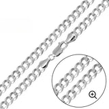 Sterling Silver Super Flat High Polished Curb 7.9mm-220 Chain with Lobster Clasp Closure