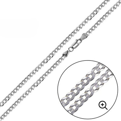 Sterling Silver Diamond Cut Curb 2.8mm-080 Chain with Lobster Clasp Closure
