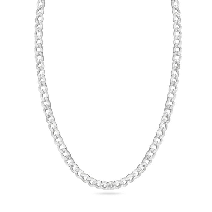 Sterling Silver Basic Non-Plated 4.1mm Diamond Cut Curb Chain Or Bracelet