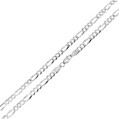 Sterling Silver Diamond Cut Figaro 120-4.9mm Chain or Bracelet