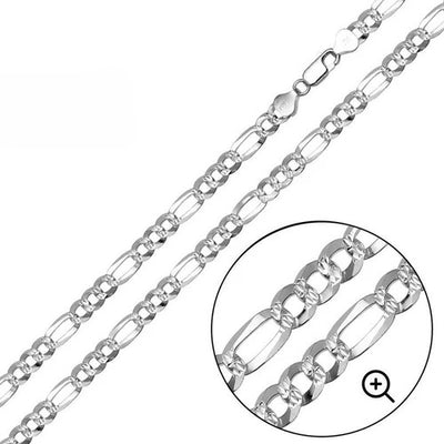 Sterling Silver Diamond Cut Figaro 160-6.8mm Chain