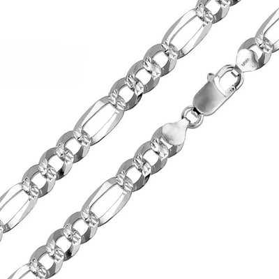 Sterling Silver Diamond Cut Figaro 350 Bracelet