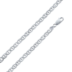 Sterling Silver Flat Marina One Sided 100-4.4mm Diamond Cut Chain