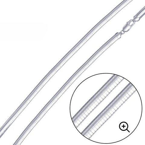 Sterling Silver High Polished Flat 2mm Omega Chainﾠ