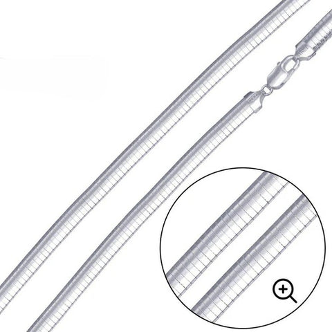 Sterling Silver High Polished Flat 3mm Omega Chainﾠ