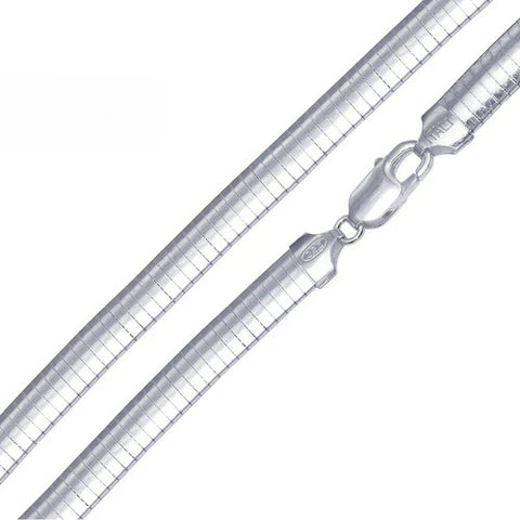 Sterling Silver High Polished Flat 6mm Omega Chainﾠ