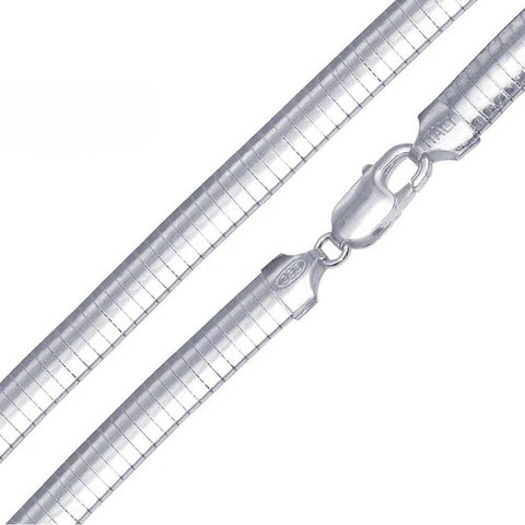 Sterling Silver High Polished Flat 8mm Omega Chainﾠ