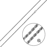 Sterling Silver Rhodium Plated Rope Chain 040-2MM with Lobster Clasp