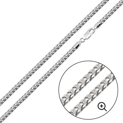 Sterling Silver Non-Plated 2.3mm Square Franco Chain Or Bracelet