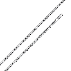 Sterling Silver Round Box 040-2.1 mm Chain with Lobster Clasp Closure