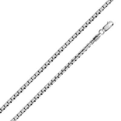 Sterling Silver Round Box 050-2.4mm Chain with Lobster Clasp Closure, Length 24