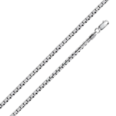 Sterling Silver Round Box 050-2.4mm Chain with Lobster Clasp Closure, Length 24
