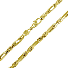 Sterling Silver Gold Plated Hollow 8mm Rope Chains