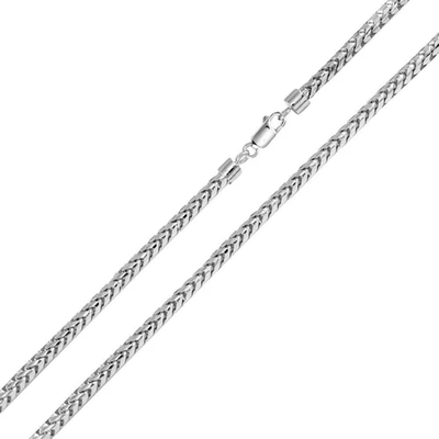 Italian Sterling Silver Rhodium Plated Round Franco Chain 3.2 MM with Lobster Clasp Closure