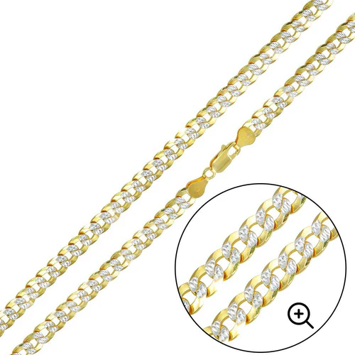 Sterling Silver Gold Plated 2 Toned 6.5mm DC Curb Chain