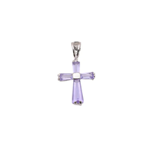 Load image into Gallery viewer, Sterling Silver Rhodium Plated June Birthstone Alexandrite CZ Cross Charm