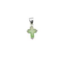 Load image into Gallery viewer, Sterling Silver Rhodium Plated August Birthstone Cross Peridot CZ Charm