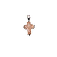 Load image into Gallery viewer, Sterling Silver Rhodium Plated November Birthstone Cross Citrine CZ Charm