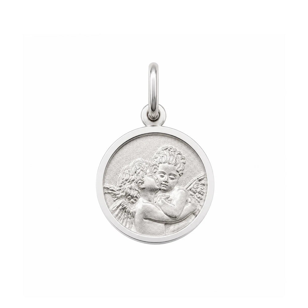 Sterling Silver Kissing Angels Medallion Charm