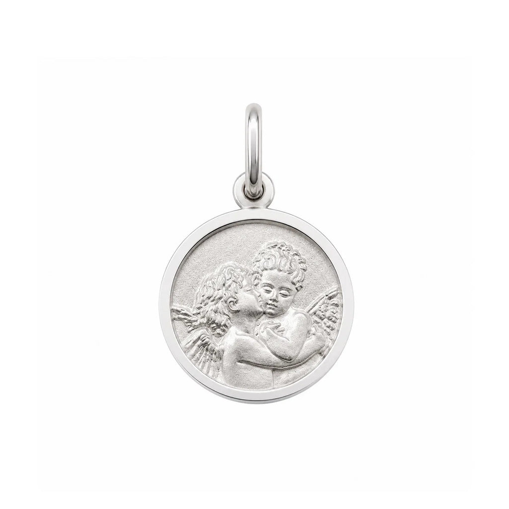 Sterling Silver Kissing Angels Medallion Charm